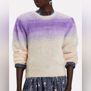 Isabel Marant Deniz Ombre Crewneck Sweater In Purple/Cream With Shoulder Pads